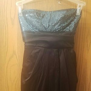 Formal teal sequined mini dress